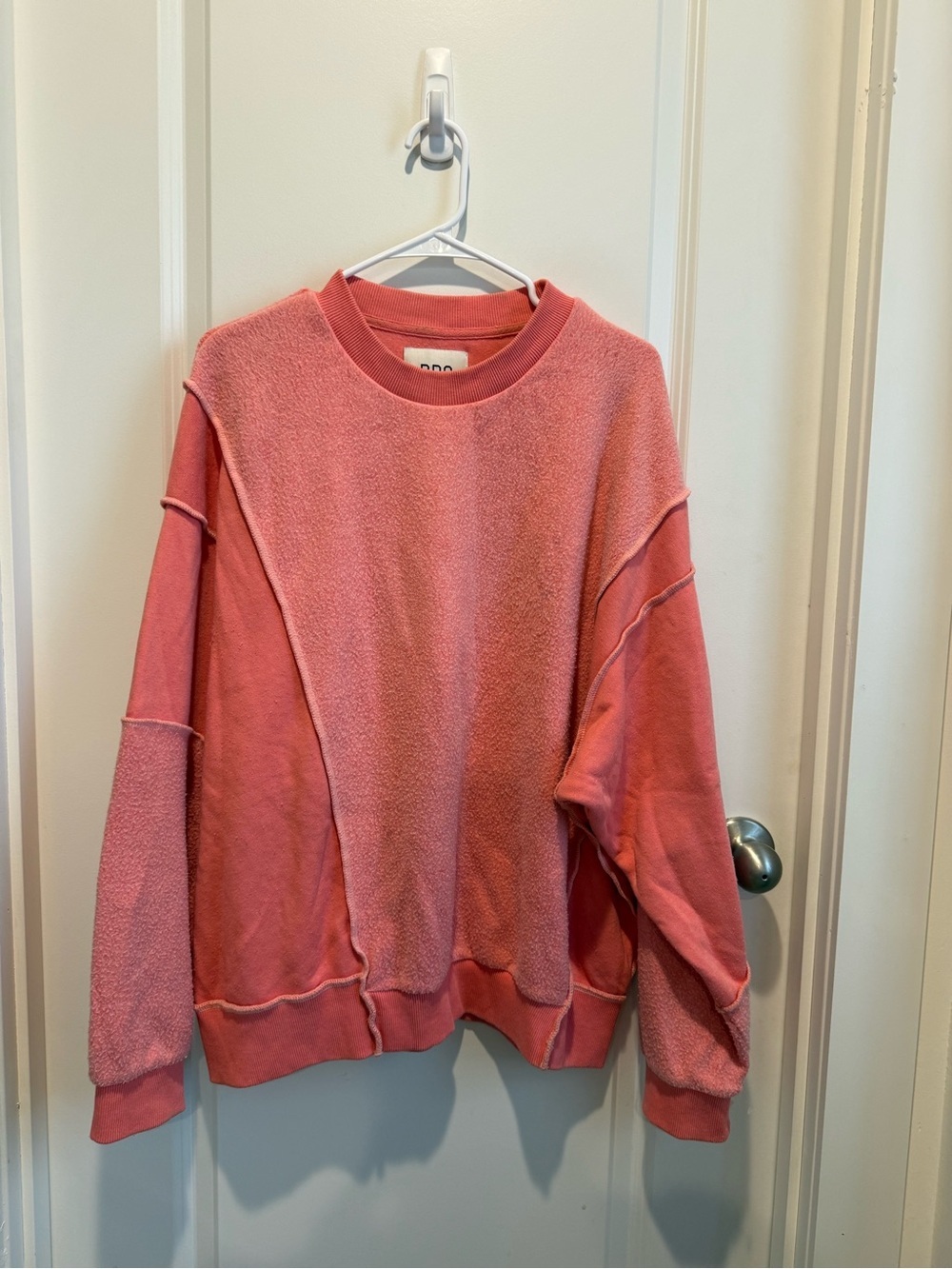BDG Urban Outfitters Pink Oversized Exposed Seam Fleece Sweatshirt Large
